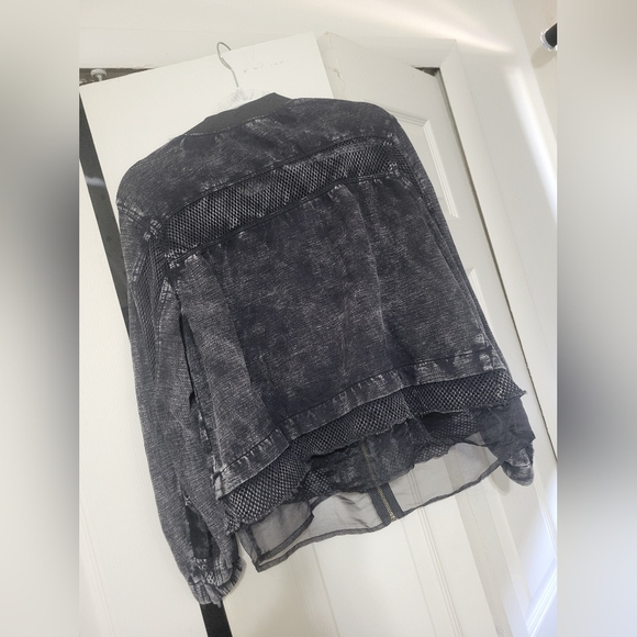 Bomber jacket, black acid wash, sz Small - Picture 3 of 6